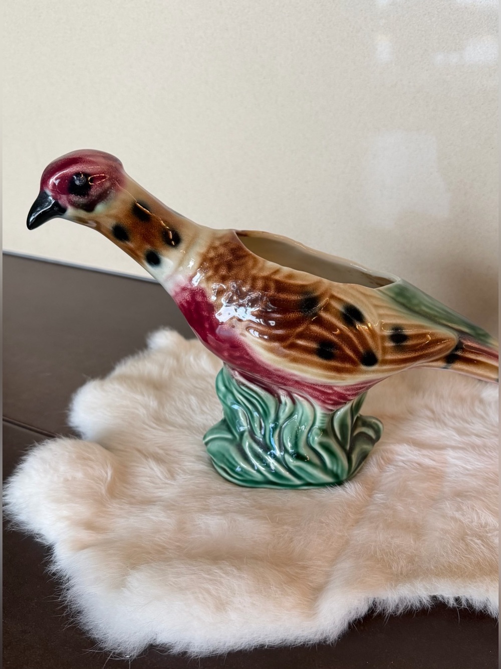 Vintage MCM Porcelain Pheasant Planter | 60s Bird Decor | Antique Figurine